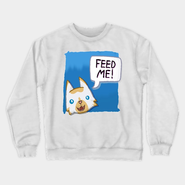 Feed Me! [Flame Point Cat With A Blue Background] Crewneck Sweatshirt by Quirkball